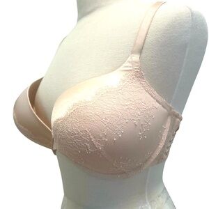 Cream Full-Coverage Lace Bra with Underwire